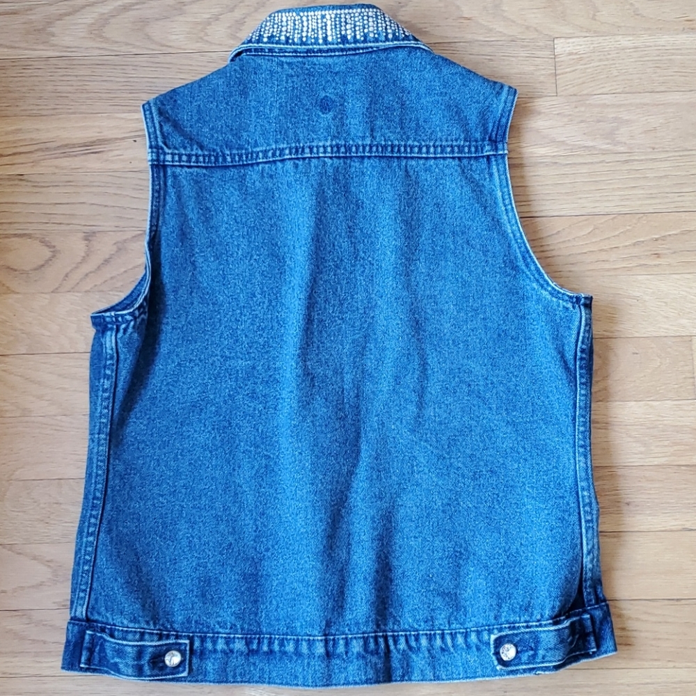 Christine Alexander embellished jean jacket vest S - Picture 2 of 6